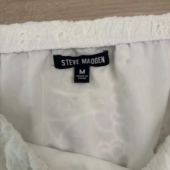 Steve Madden Amalia Scallop Edge Strapless Eyelet Baby Doll Top - Picture 3 of 4